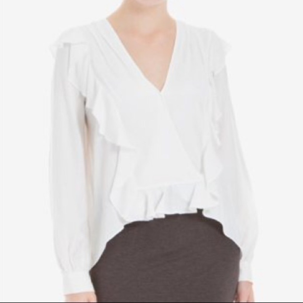Max Studio London Womens Ruffled Knit Blouse